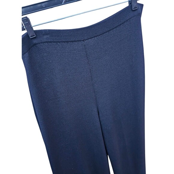 St. John Size 10 Classic Santana Knit Solid Black Pants Straight Leg Pull On - Picture 14 of 16